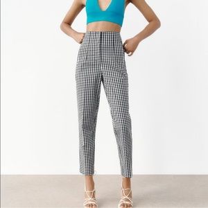 NWOT zara high waist pants gingham black white small